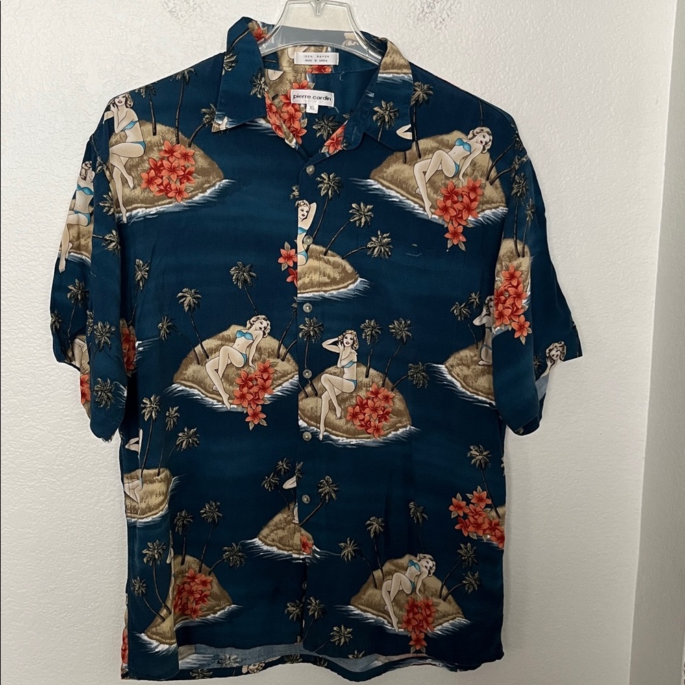 PIERRE CARDIN SZ XL HAWAIIAN BUTTON DOWN NWOT EXCELLENT CONDITION